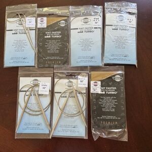 Set of 7 Addi Turbo Skacel Circular Knitting Needles Various Sizes